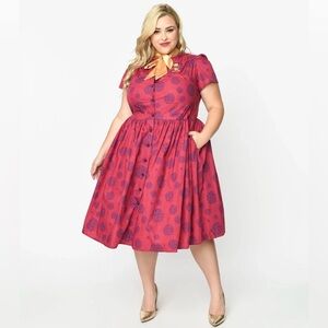 Unique Vintage berry color Willy Wonka dress